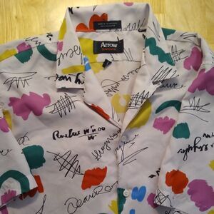 Vintage Arrow Paint Stroke Scribble Abstract Polyester Disco Shirt